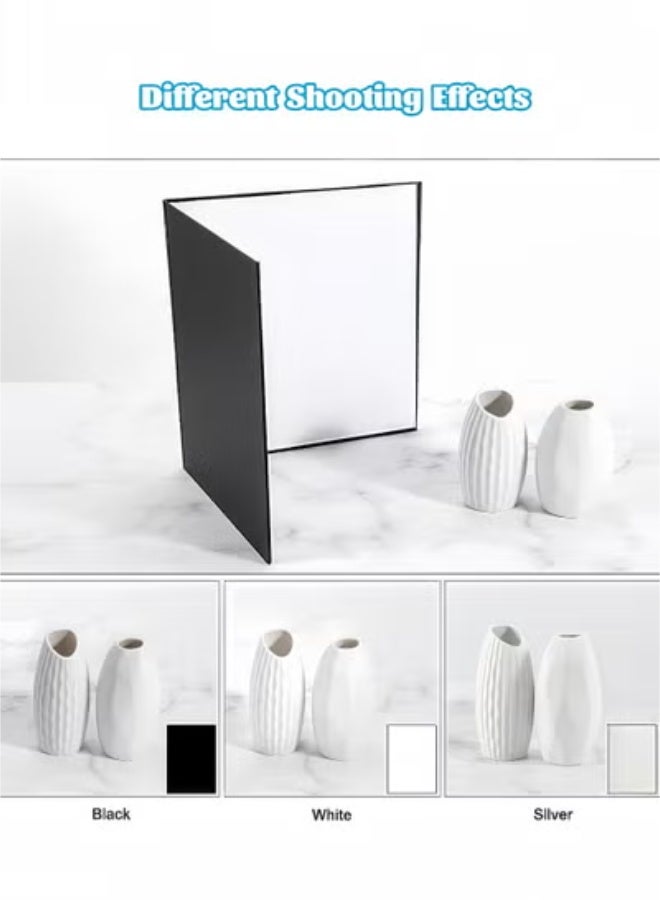 fantasize Light Reflector 3 in 1 Photography Cardboard Diffuser A4 Folding Light Diffuser Board for Studio Product Photography Still Life Photo Shooting 29 * 21cm (Black/White/Silver) - Image 5