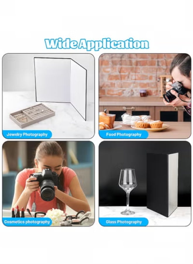 fantasize Light Reflector 3 in 1 Photography Cardboard Diffuser A4 Folding Light Diffuser Board for Studio Product Photography Still Life Photo Shooting 29 * 21cm (Black/White/Silver) - Image 3