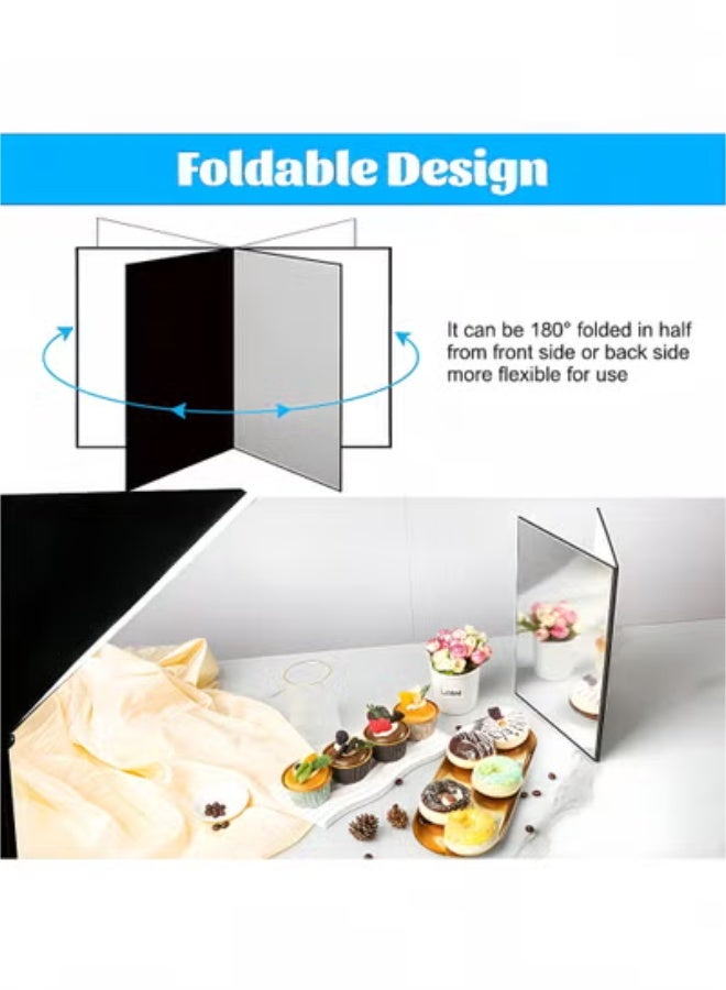 fantasize Light Reflector 3 in 1 Photography Cardboard Diffuser A4 Folding Light Diffuser Board for Studio Product Photography Still Life Photo Shooting 29 * 21cm (Black/White/Silver) - Image 4