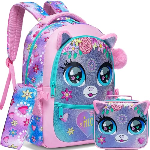 Meetbelify Backpacks for Girls School Bag Cute Girls Backpacks Ages 8-10 Kids Bookbag Set Travel Backpack for Preschool Kindergarten Elementary Students Backpack to School Supplies - Image 1