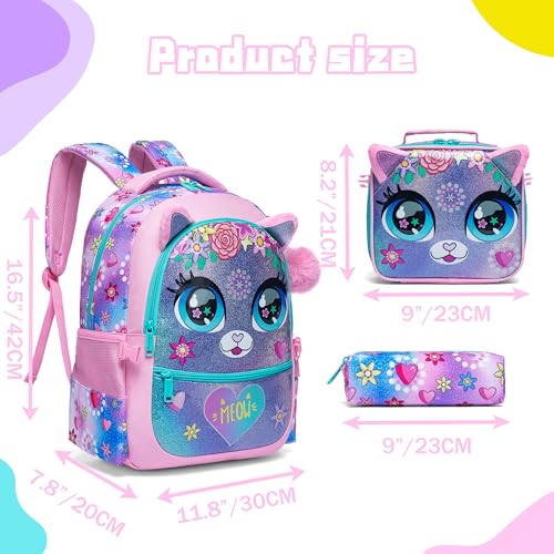 Meetbelify Backpacks for Girls School Bag Cute Girls Backpacks Ages 8-10 Kids Bookbag Set Travel Backpack for Preschool Kindergarten Elementary Students Backpack to School Supplies - Image 2