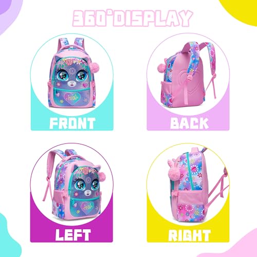 Meetbelify Backpacks for Girls School Bag Cute Girls Backpacks Ages 8-10 Kids Bookbag Set Travel Backpack for Preschool Kindergarten Elementary Students Backpack to School Supplies - Image 3