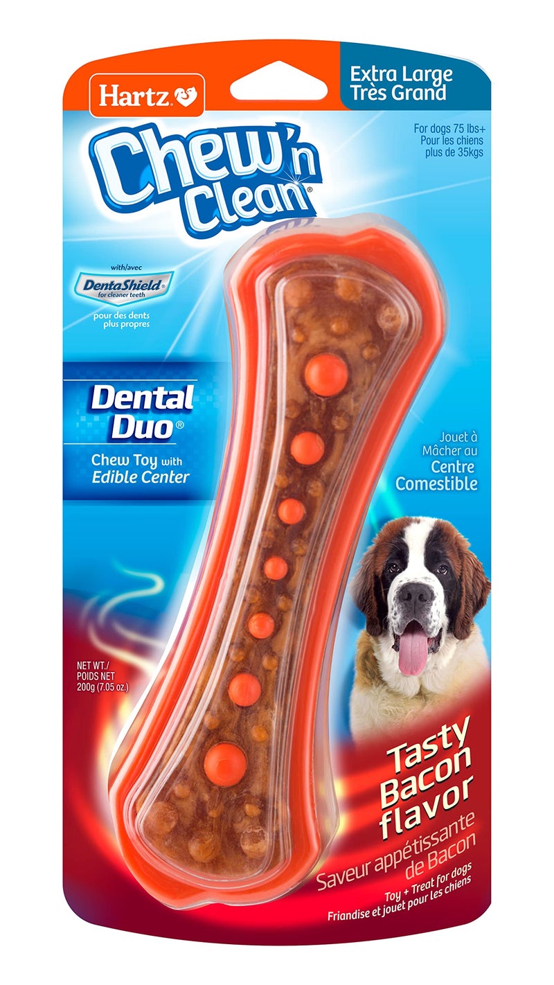 Hartz Chew 'n Clean Dental Duo Bacon Flavored Dental Dog Treat & Chew, Extra Large - Image 1