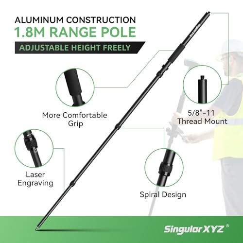 SingularXYZ Aluminum GPS Rover Rod Telescopic Survey Pole for Land Surveying & Engineering – RTK GPS/GNSS Accessory for Surveying and Measuring Poles(5.91ft/1.8m) - Image 3