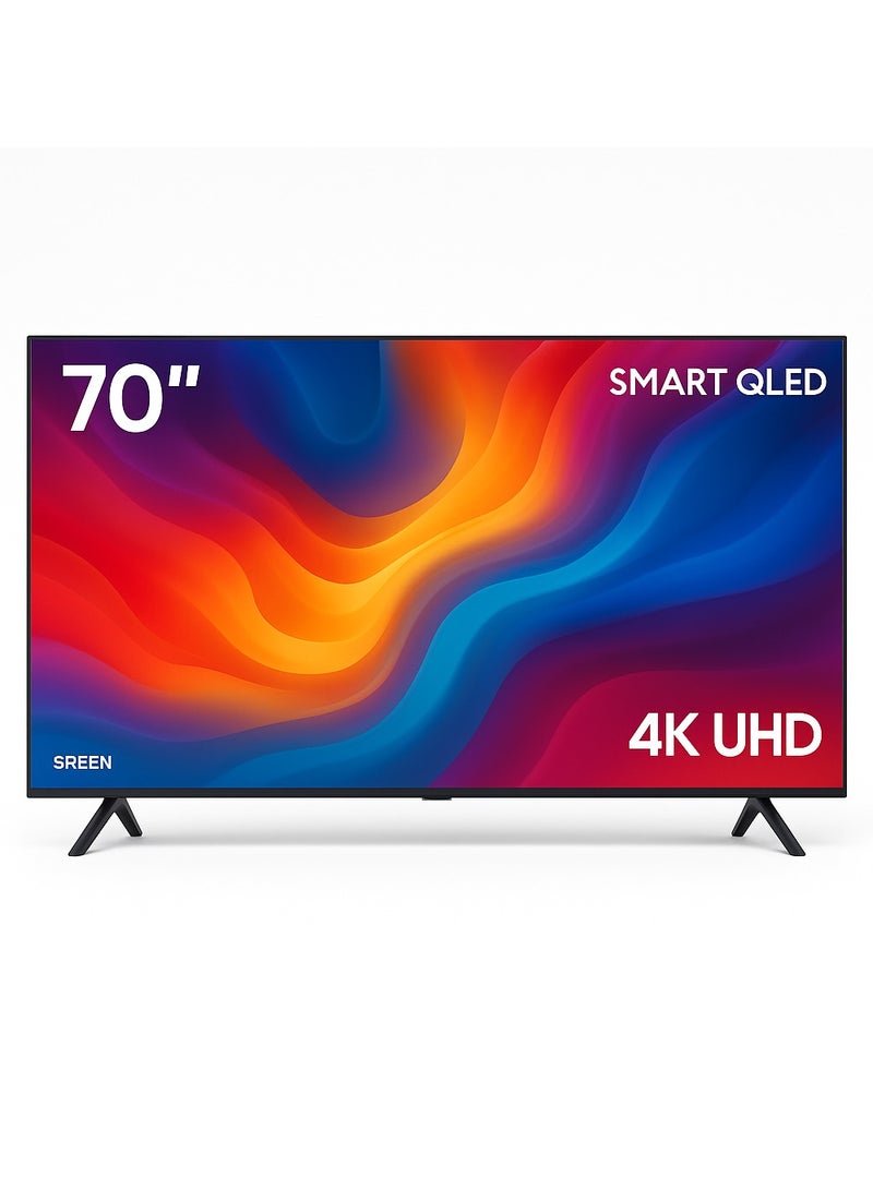 سرين شاشة سرين 70 بوصة سمارت QLED – دقة 4K UHD، نظام WebOS، ريموت ماجيك، تصميم بدون حواف – موديل: SRET-70S4KWQ1 - Image 1