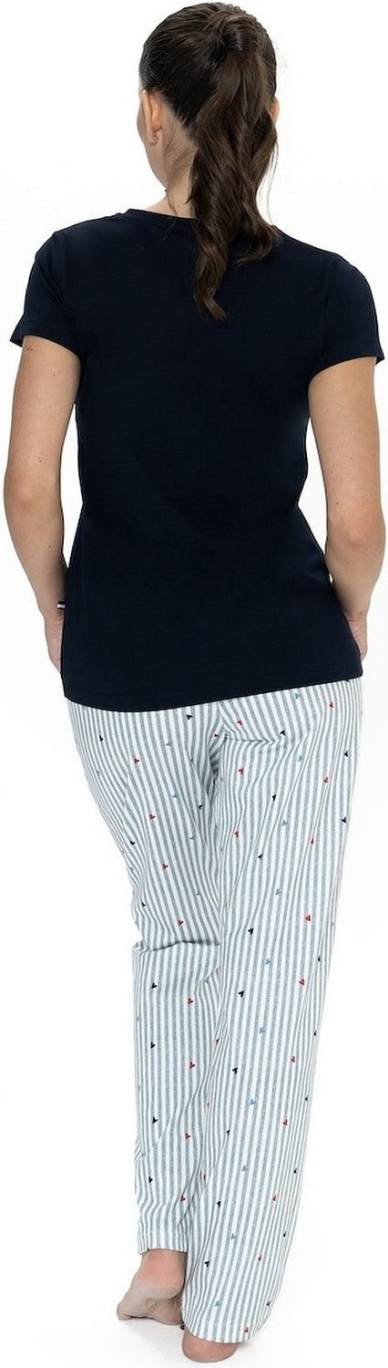 U.S. Polo Assn. 20060 Women's Short Sleeve V-Neck Pajama Set-Navy Blue - Image 5