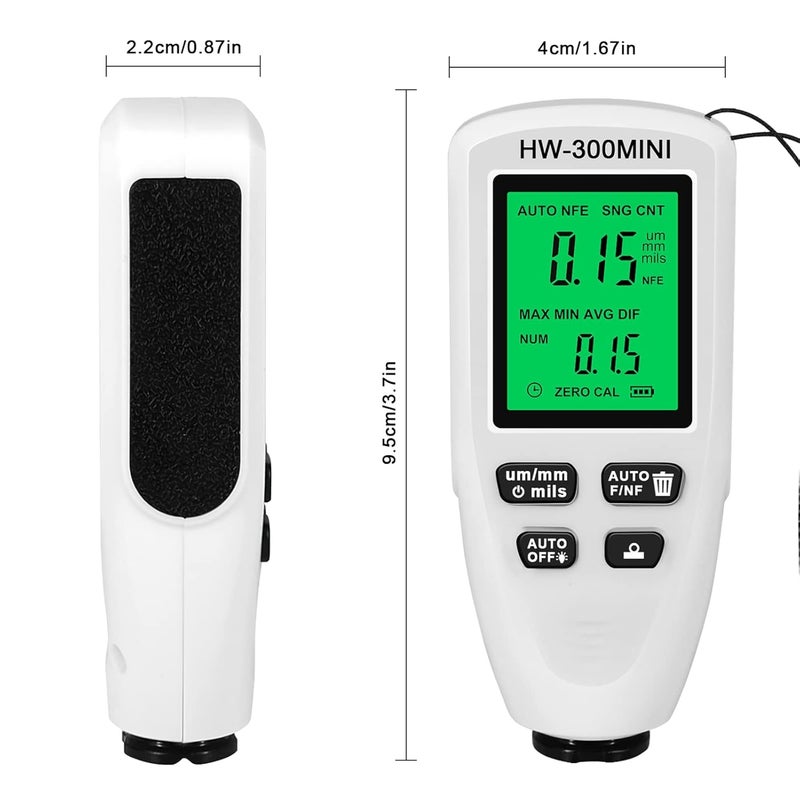 White Car Paint Thickness Meter Professional Coating Gauge Automatic Substrate Detection - Image 4