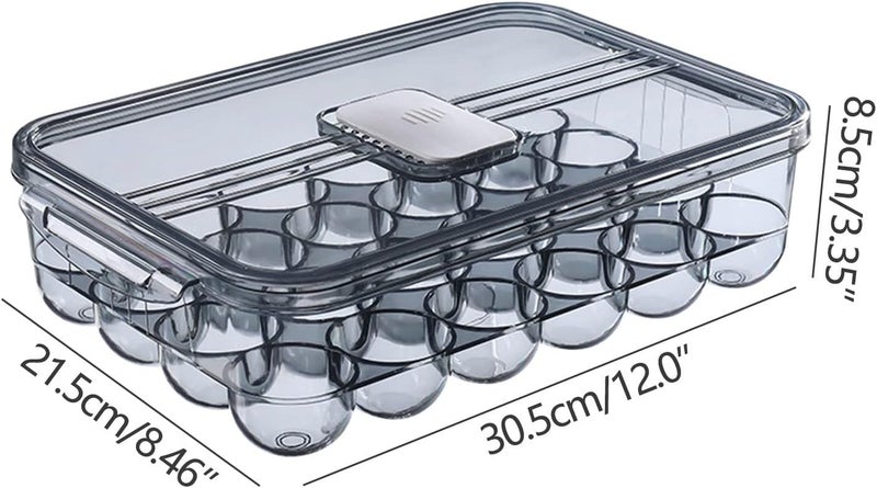 comfrt Egg Holder Storage Box Drawer, Egg Tray Fridge Organizer for Household, BPA Free Clear Egg Tray with Lid PET Plastic Refrigerator Egg Storage Container 24 Eggs Gray - Image 2