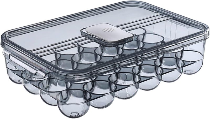 comfrt Egg Holder Storage Box Drawer, Egg Tray Fridge Organizer for Household, BPA Free Clear Egg Tray with Lid PET Plastic Refrigerator Egg Storage Container 24 Eggs Gray - Image 1