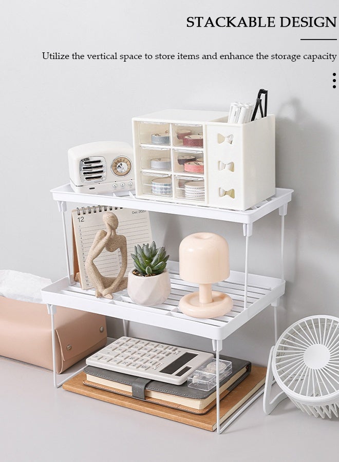 DUNISO منظم رف التخزين، رف قابل للطي للحمام، المطبخ، سطح المكتب، منظم شبكي خفيف الوزن قابل للطي لمستحضرات التجميل، الكتب، مستلزمات المطبخ، حل تخزين على السطح - Image 3