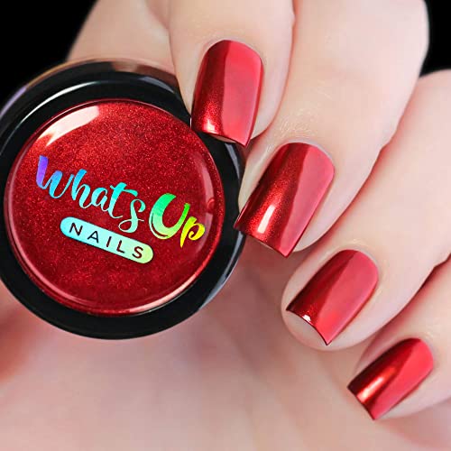 Whats Up Nails - Fire Red Chrome Powder For Mirror Nails - Image 1