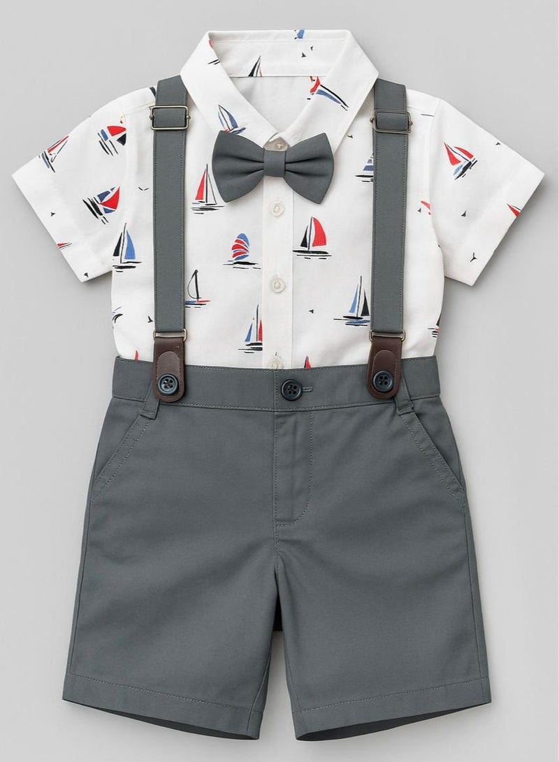 ANDRINA Baby Boys Formal Suit, Romper Suit with Bowtie, Formal Pants Set. - Image 3