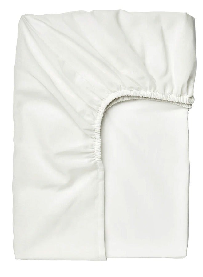 Single Fitted Bed Sheet White 90 x 200 cm  - Image 1