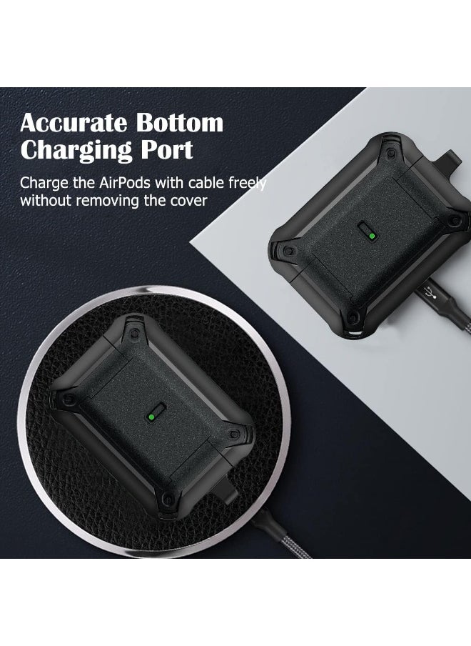 NALANDA - NALANDA Airpods 3 Case Cover with Keychain Clip, Sliding Secure Buckle Rugged Shell Protective Skin Compatible with Airpods 3rd Generation Case-Black - Image 1