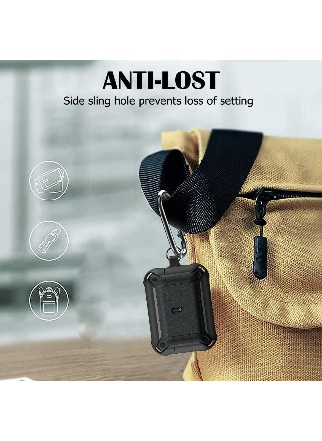 NALANDA - NALANDA Airpods 3 Case Cover with Keychain Clip, Sliding Secure Buckle Rugged Shell Protective Skin Compatible with Airpods 3rd Generation Case-Black - Image 1