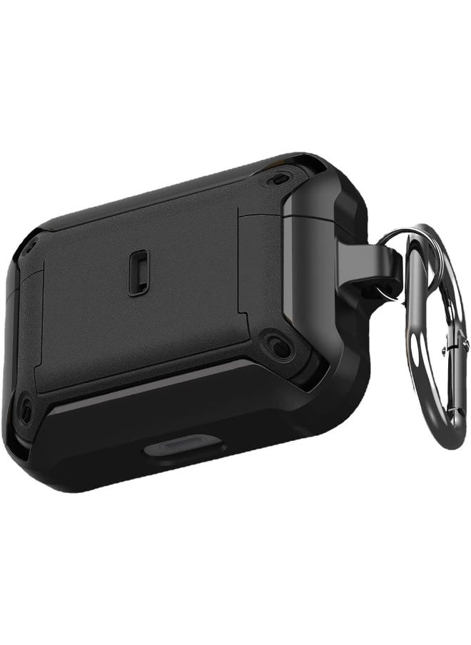 NALANDA - NALANDA Airpods 3 Case Cover with Keychain Clip, Sliding Secure Buckle Rugged Shell Protective Skin Compatible with Airpods 3rd Generation Case-Black - Image 1