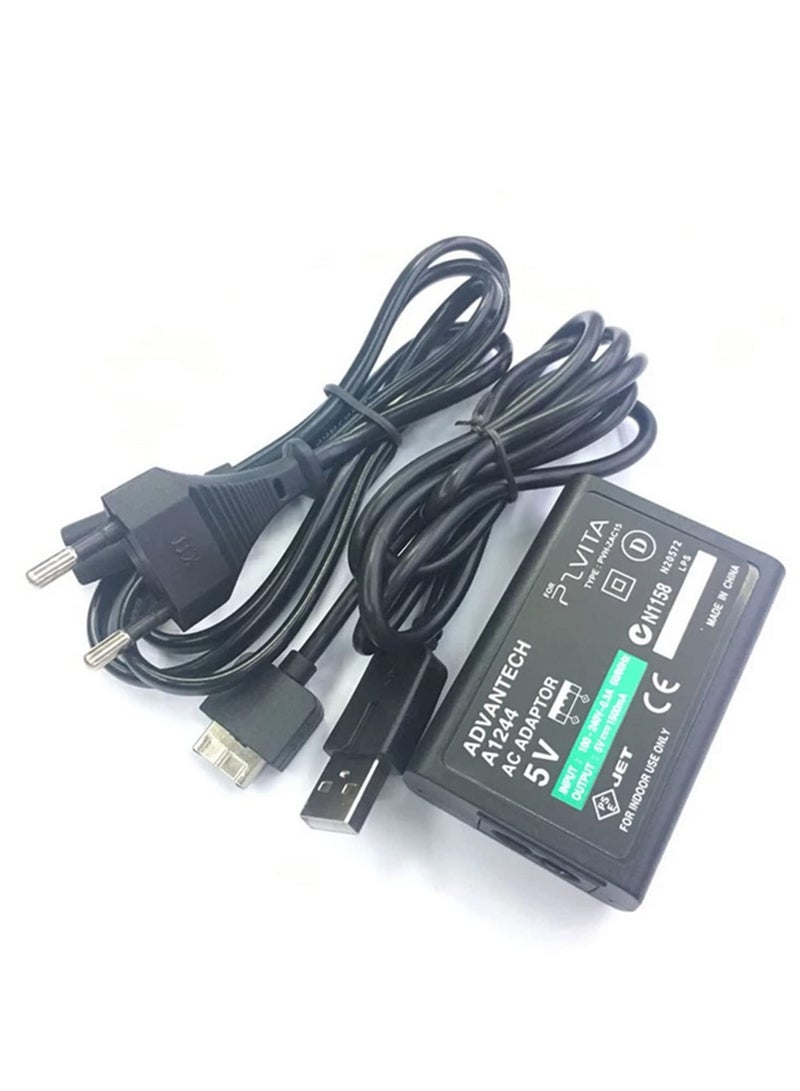 Stable Reliable Performance EU Plug AC Power Adapter Charger for Sony PS Vita PSV with USB Data Transfer Cable 2 in 1 Travel Friendly for PS Vita Accessories Wall Power Supply - Image 1