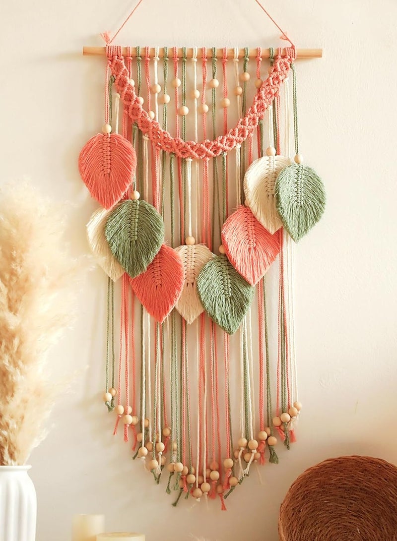 Antikiano Macrame Wall Hanging -Handmade Leaf Wall Tapestry,Boho Decorations for Bedroom Living Room Bathroom,Earthy Room Decor Aesthetic,Wedding Birthday for Women Girls - Image 1