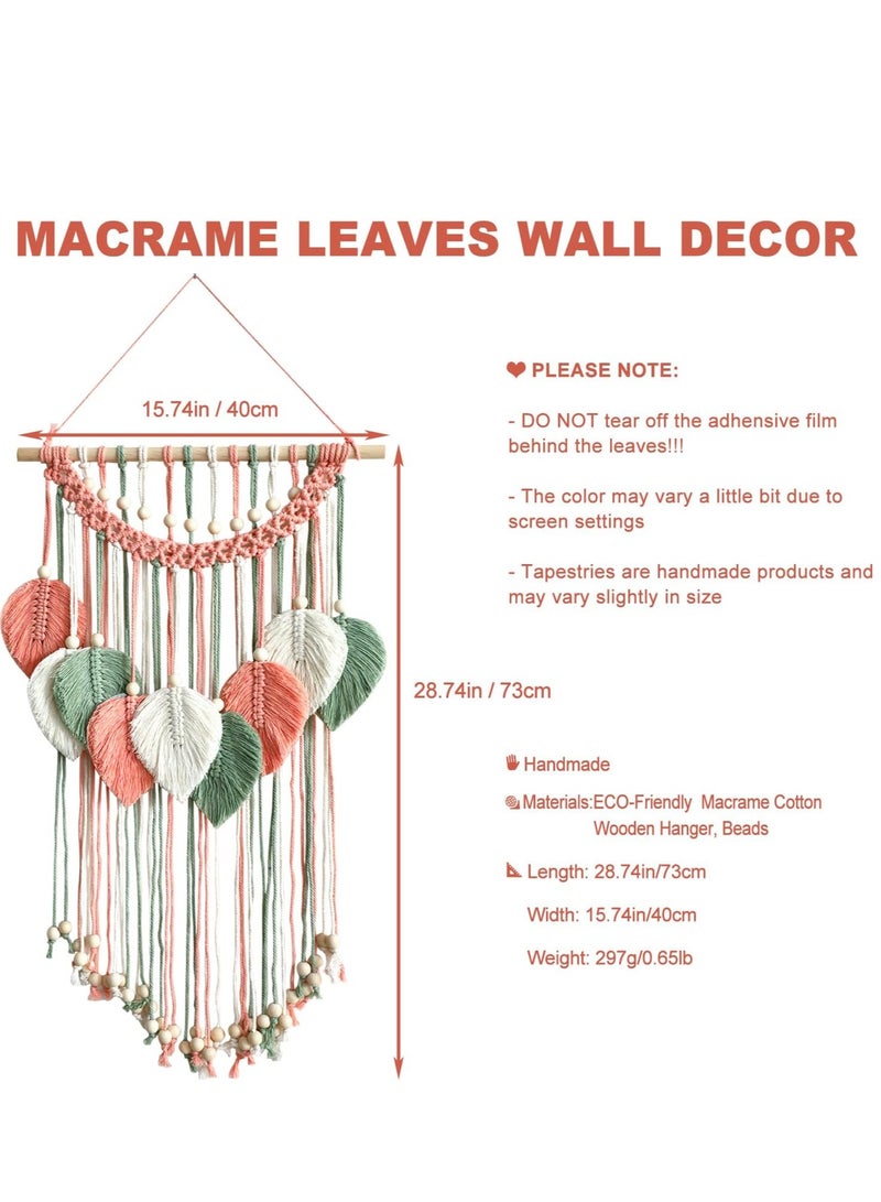 Antikiano Macrame Wall Hanging -Handmade Leaf Wall Tapestry,Boho Decorations for Bedroom Living Room Bathroom,Earthy Room Decor Aesthetic,Wedding Birthday for Women Girls - Image 3