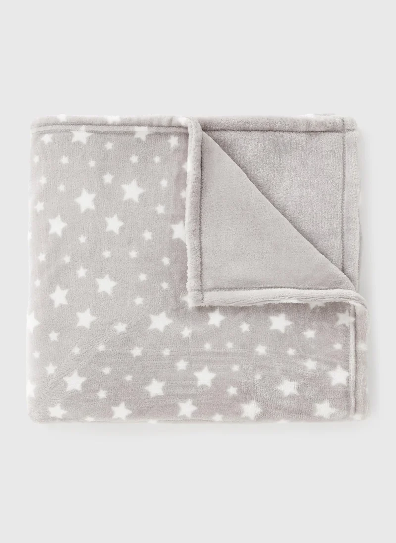 Matalan Grey Baby Star Fleece Blanket