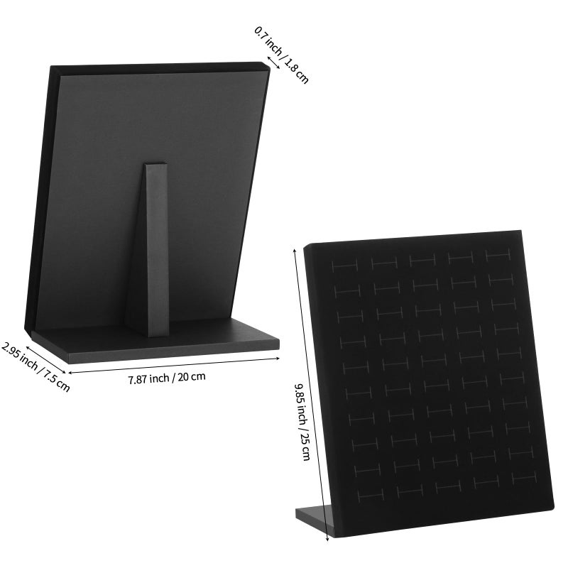 KUKUVR Velvet L-Shaped 50 Slots Ring Earring Holder Display Stand, jewelry Ring Earring Organizer Case Tray for Women & Selling Show (Black) - Image 2