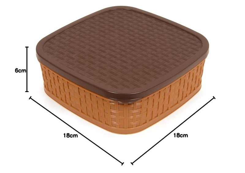 HomeWiz Plastic Square 7 Sections Multipurpose Masala Rangoli Dabba Box Set | 7-in-1 Spice Box Organizer for Kitchen | Durable & Food-Grade Masala Container | Kitchen Accessorie Items | Brown x 2 - Image 3