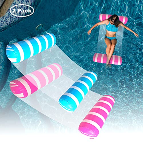 BLOFUN 2 Pack Water Lounger Folder Inflatable Lounger Hammock for Adults Vacation Fun - Image 1