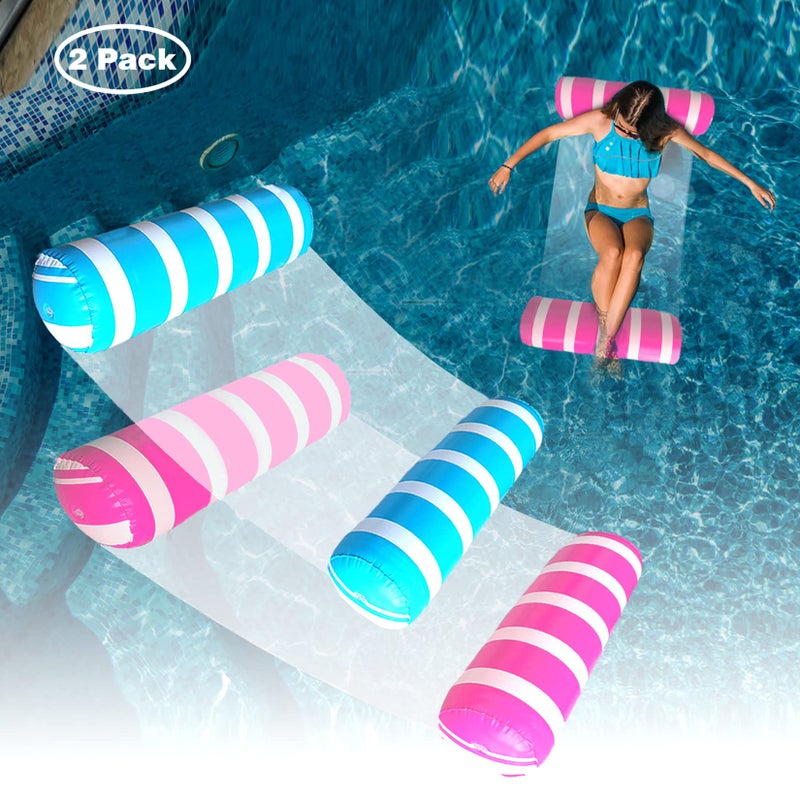 BLOFUN 2 Pack Water Lounger Folder Inflatable Lounger Hammock for Adults Vacation Fun - Image 2