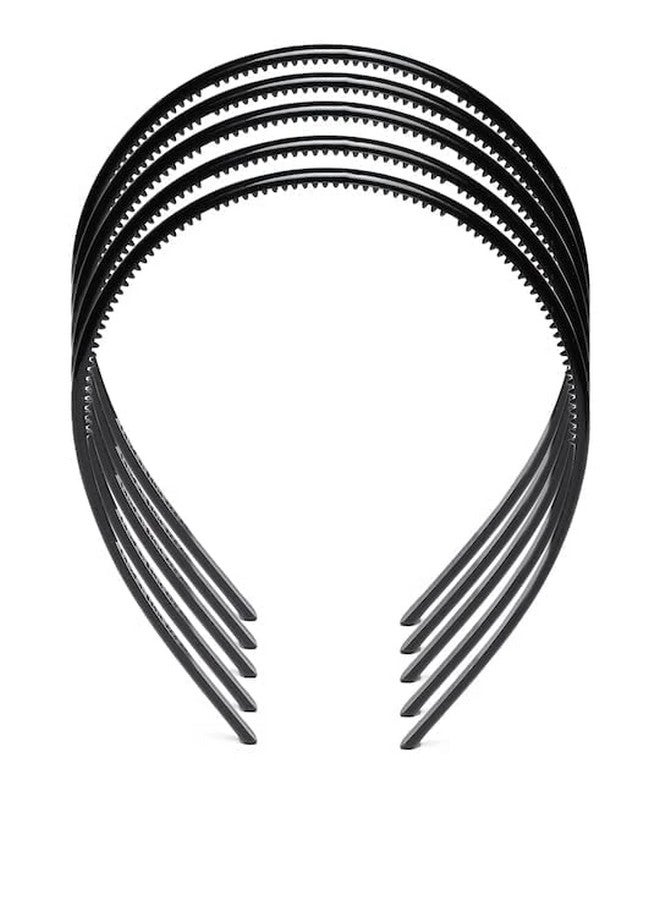 Truvic Pack of 5 Black Plastic Hairbands with Comb for Unisex - Image 3