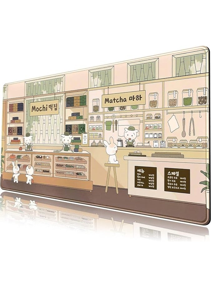 erorex Large Desk Mat Beige Anime Mouse Pad: XXL Extended Gaming Mousepad with Non-Slip Rubber Base, Cute Desk Accessory for Computer and Laptop, Ideal for Gaming and Office 31.5'' x 15.7'' - Image 1