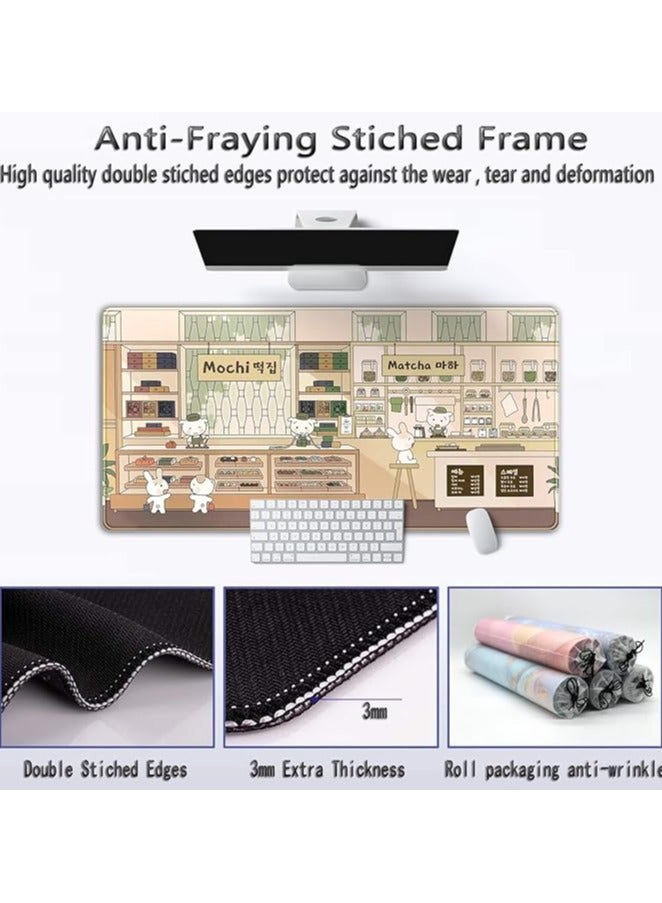 erorex Large Desk Mat Beige Anime Mouse Pad: XXL Extended Gaming Mousepad with Non-Slip Rubber Base, Cute Desk Accessory for Computer and Laptop, Ideal for Gaming and Office 31.5'' x 15.7'' - Image 2