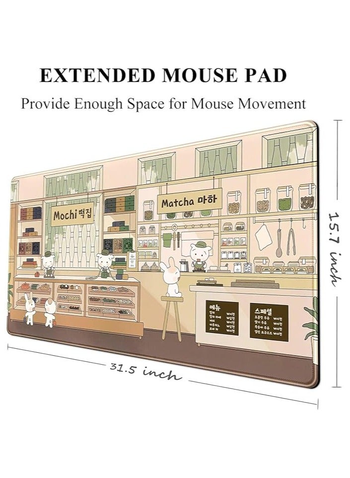 erorex Large Desk Mat Beige Anime Mouse Pad: XXL Extended Gaming Mousepad with Non-Slip Rubber Base, Cute Desk Accessory for Computer and Laptop, Ideal for Gaming and Office 31.5'' x 15.7'' - Image 3