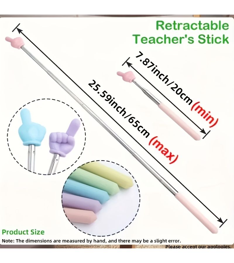 Pink Retractable Finger Reading Stick Pointer Teacher Teaching Aid - Image 2