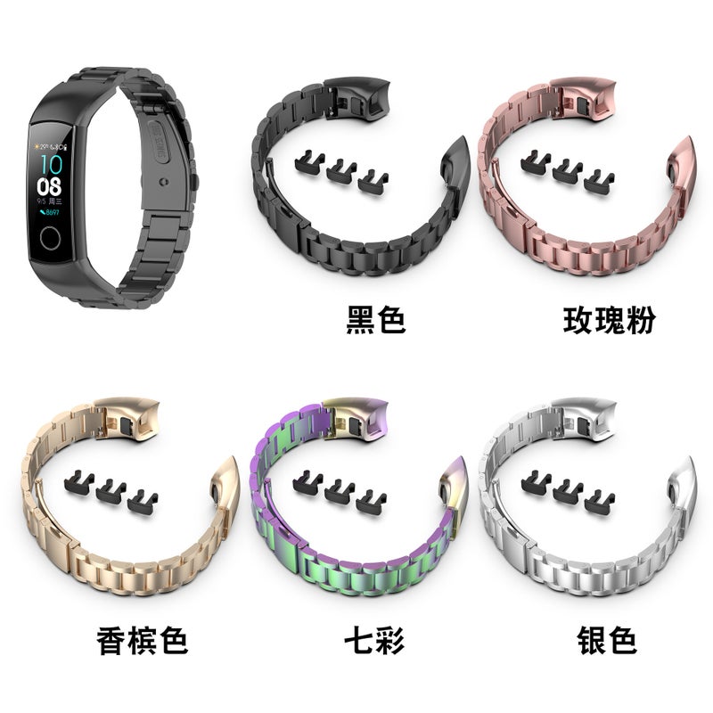 For Huawei Honor Glory Bracelet 3/4B19/Glory Bracelet 5 Crs-B19S Three Beads Stainless Steel Strap - Image 3