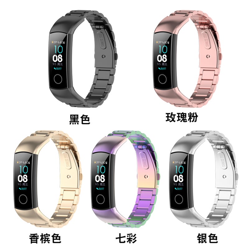 For Huawei Honor Glory Bracelet 3/4B19/Glory Bracelet 5 Crs-B19S Three Beads Stainless Steel Strap - Image 2