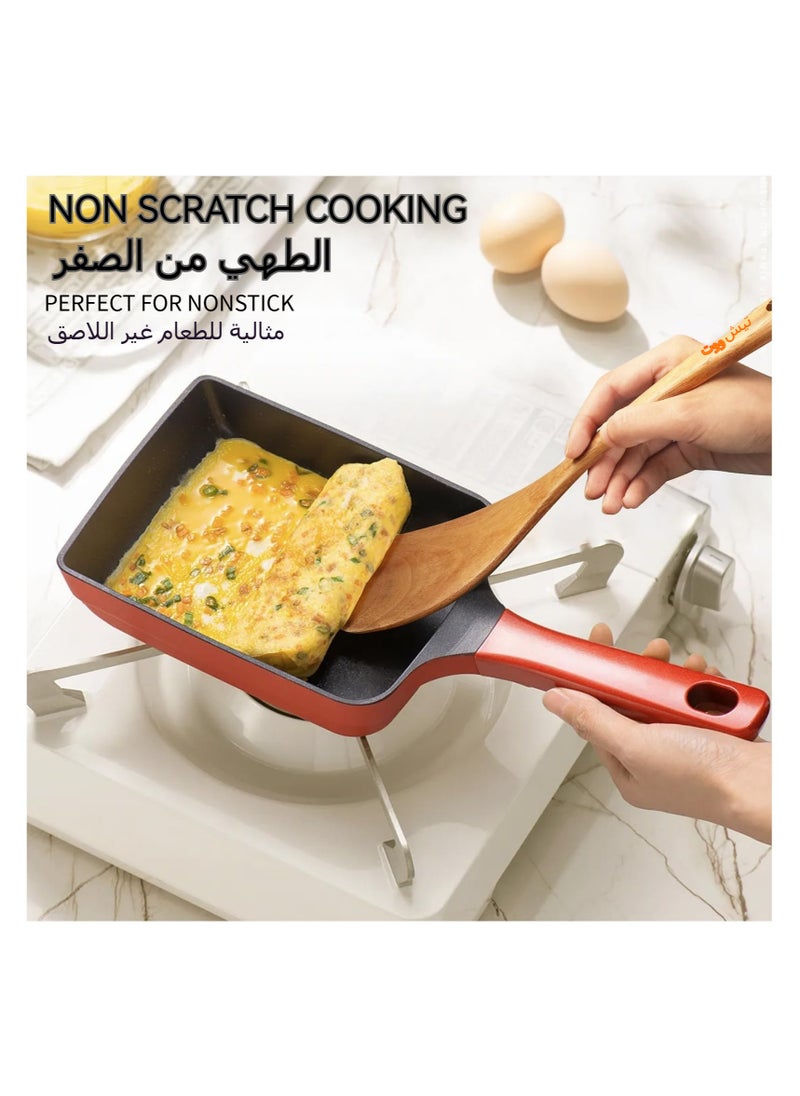 Anmi 5 Pieces Wooden Spoons for Cooking ，Wooden Kitchen Utensil Set made of Natural Solid Wood Material , Includes Salad Spoons, Strainer Spoon, Salad Fork, Mixing Spoon,Slotted Spatula  - Image 5