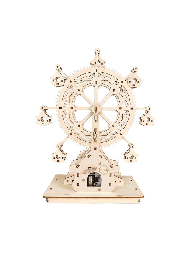 Rotating Ferris Wheel Music Box Handmade DIY Assembled Toys Creative Dynamic Music Box Wooden 3D Puzzle-Color:Customized Music Box According To Drawings - Image 5