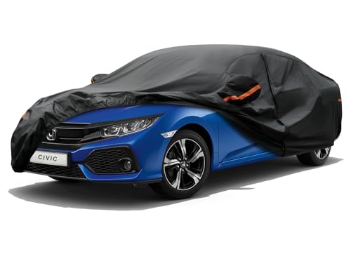 Kayme 7 Layers Car Cover Custom Fit for Honda Civic SedanCoupe 19912025 Waterproof All Weather for Automobiles Outdoor Full Cover Rain Sun UV Protection with Zipper CottonBlack