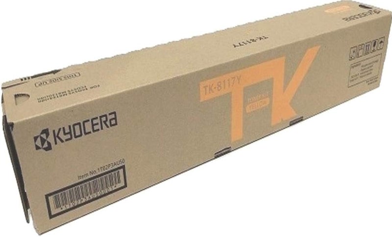 Kyocera 1T02P3AUS0 Model TK8117Y Yellow Toner Kit For use with Kyocera ECOSYS M8124cidn and M8130cidn Color Multifunctional Printers Up to 6000 Pages Yield at 5 Average Coverage