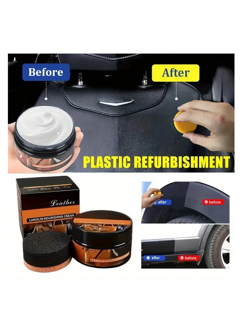 Generic 1pc 100ml Car Leather Plastic Nourishing Repair Paste Restore Original Gloss Plastic Leather Parts Refurbishment Paste With Sponge Long Lasting Coating Paste  - Image 1