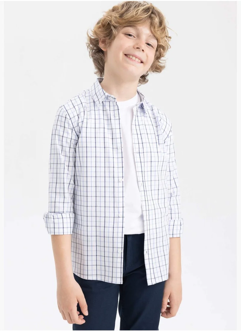 ديفاكتو Boy Polo Neck Woven Long Sleeve Shirt