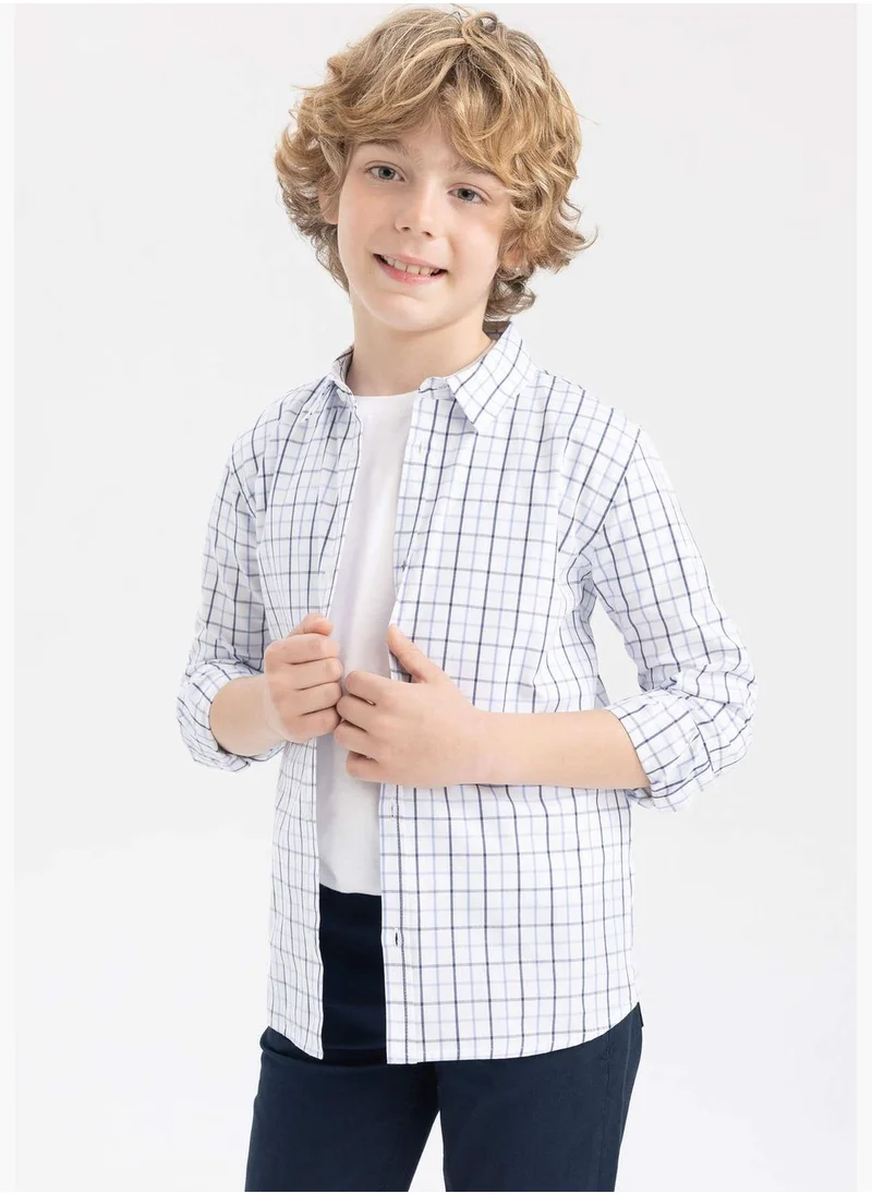 ديفاكتو Boy Polo Neck Woven Long Sleeve Shirt