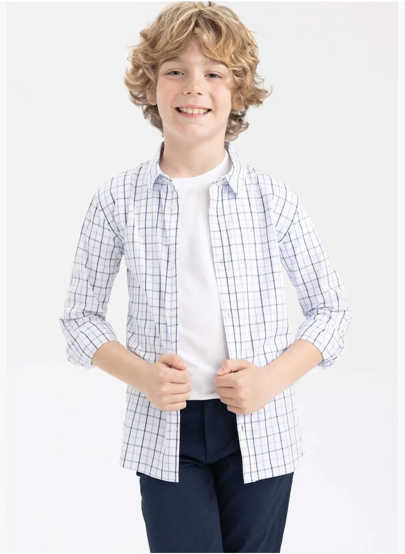 ديفاكتو Boy Polo Neck Woven Long Sleeve Shirt