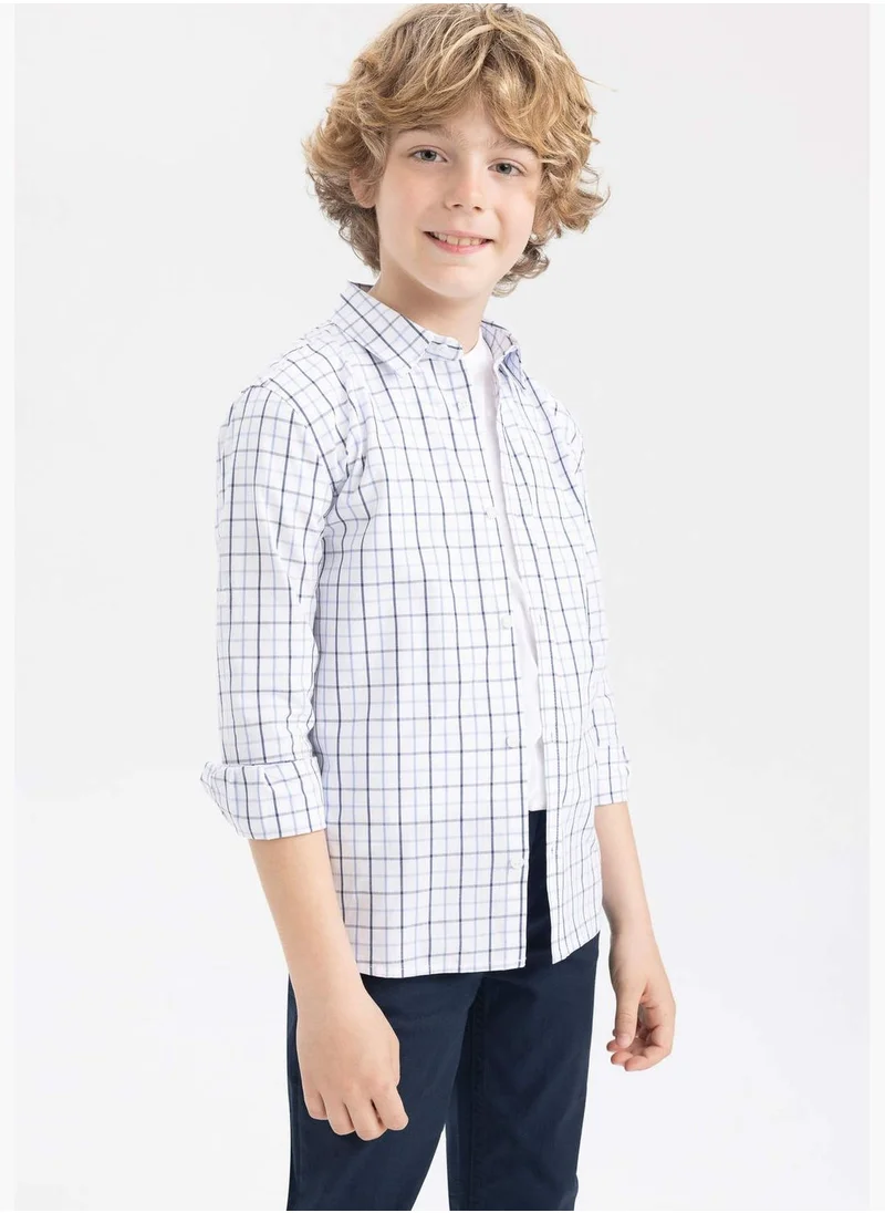 ديفاكتو Boy Polo Neck Woven Long Sleeve Shirt