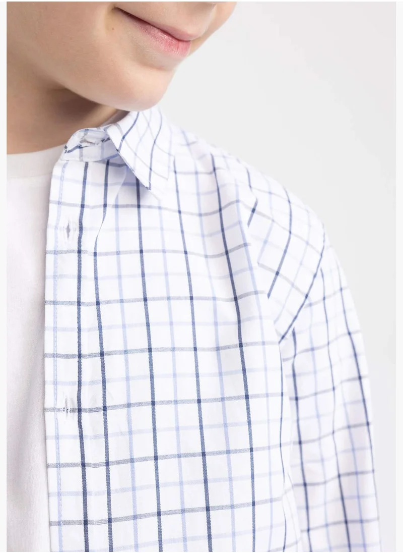 ديفاكتو Boy Polo Neck Woven Long Sleeve Shirt
