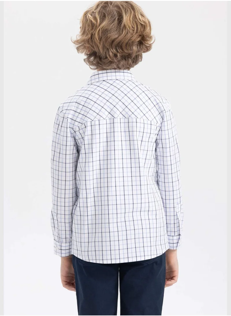 ديفاكتو Boy Polo Neck Woven Long Sleeve Shirt
