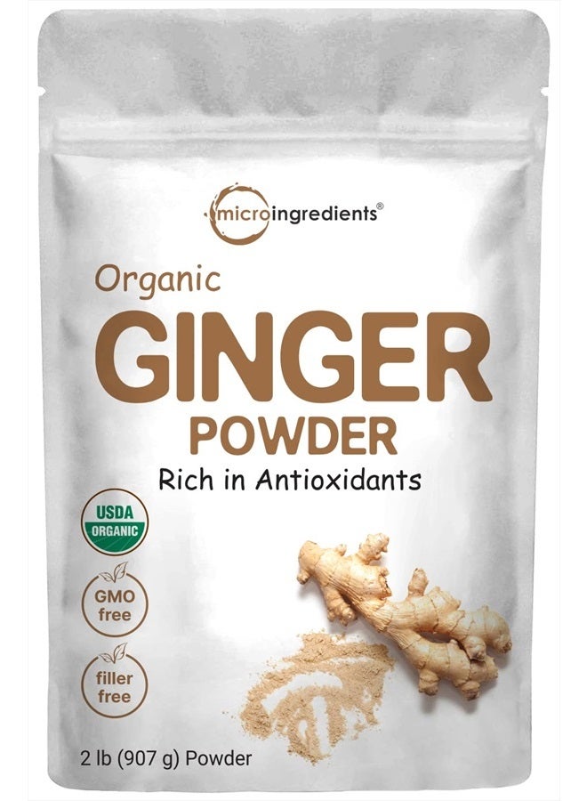 Micro Ingredients مسحوق الزنجبيل العضوي، 2 رطل (32 أونصة) | مصدر متميز للتوابل والتوابل | رائع للخبز والطهي والشاي | خالي من الإضافات، غير معدّل وراثيًا، إمدادات بالجملة - Image 1