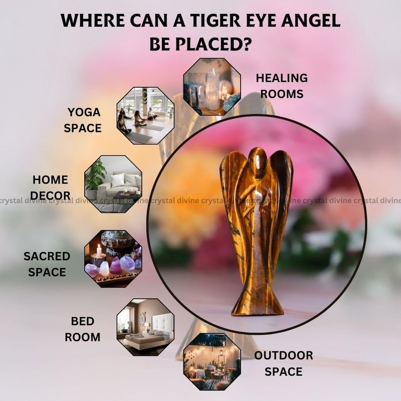 Crystal Divine Tiger Eye Angel Figurines and Statues for Home Decor 3 Inch Set With Wings for Spiritual Gifts - Image 4