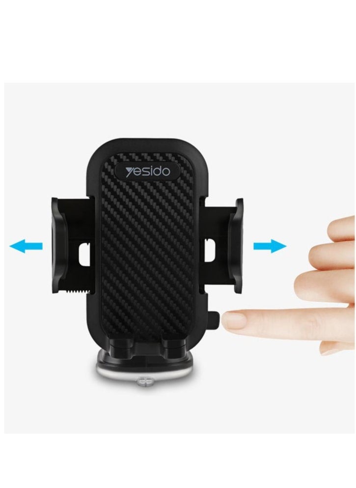Yesido - Car Mobile Holder, 270 Degree Rotation & Adjustable Mobile Stand for Car Dashboard Windshield, Universal Cell Phone Holder with Suction Cup, Release Button and Lock Mechanism - Image 1