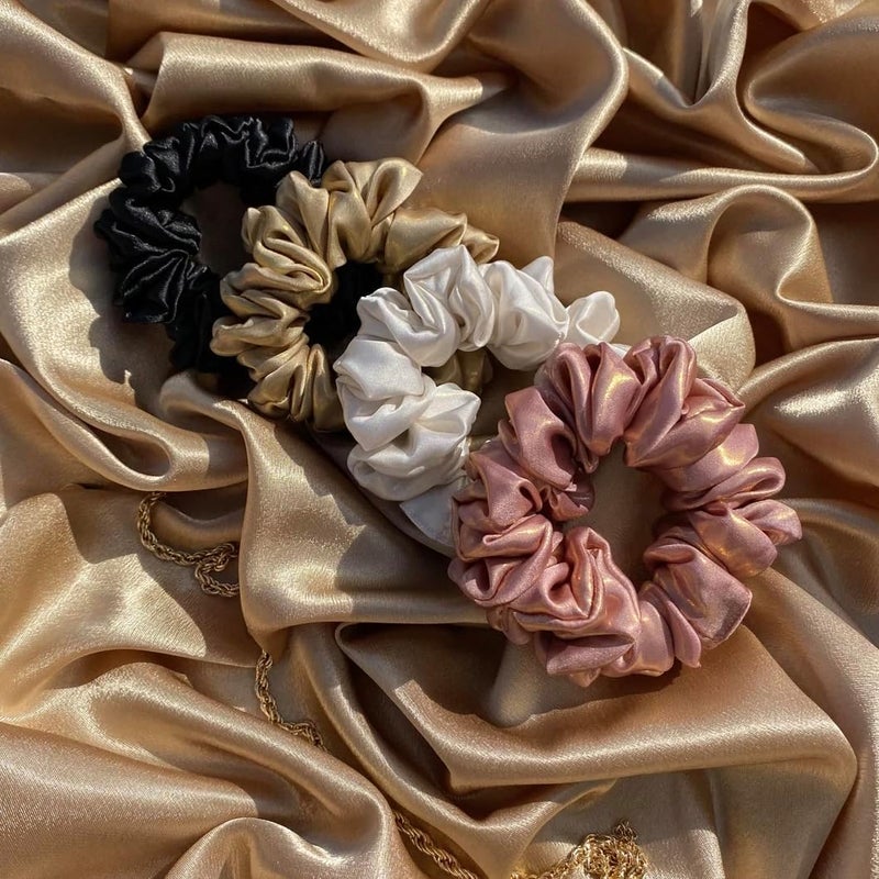 4pcs silk scrunchies for women doctor recommendedbig sizesoft and silky hair Ties Elastic hair band pony tail Holder Hair accessories for women Girl